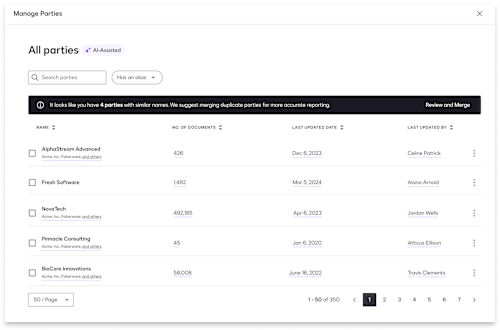 Manage Parties (Docusign Navigator)