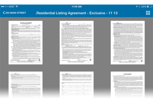 Thumbnail images of PDF Residential Listing Agreement in Docusign mobile