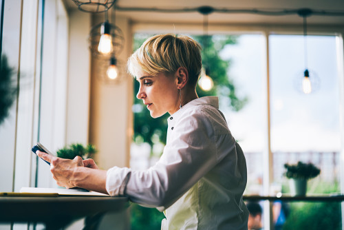 woman in a caffee