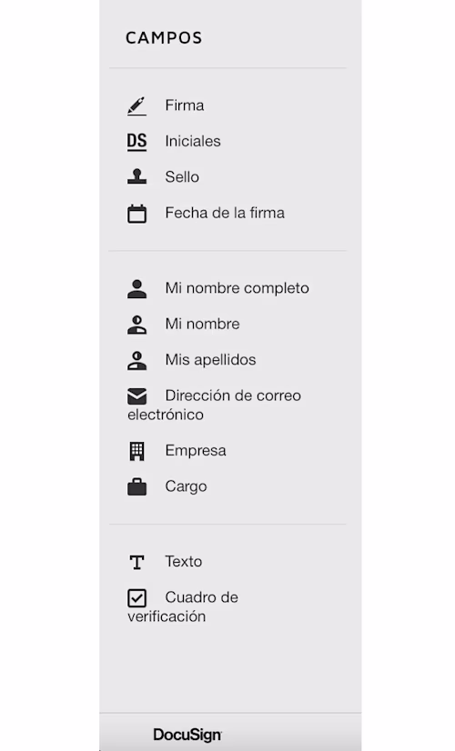 Campos de firma DocuSign en Microsoft Word