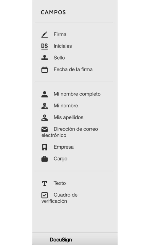 Campos de firma DocuSign en Microsoft Word