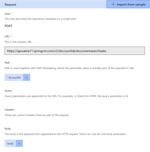 Request for search CLM documents custom connector