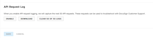 Enabling API logging in the eSignature Settings