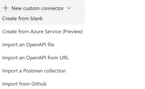 Select the option + New custom connector
