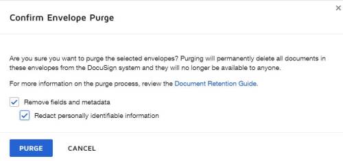 Selecting purge options