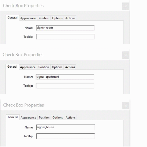 Checkbox properties on the PDF Form