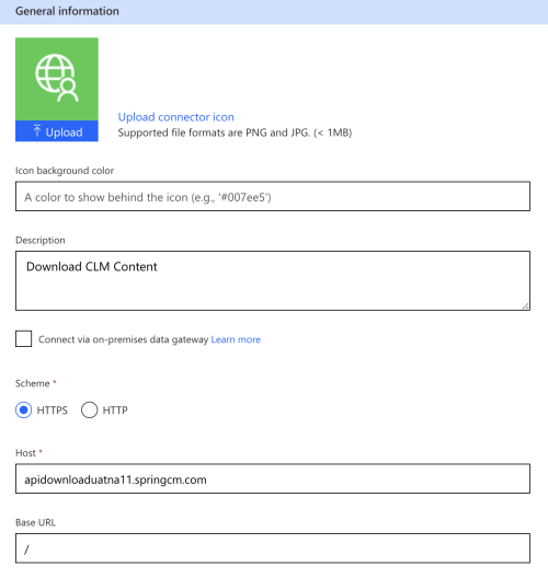 General information card for the Download CLM Content connector