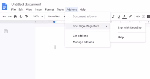 Google Word Doc mit Add-On DocuSign