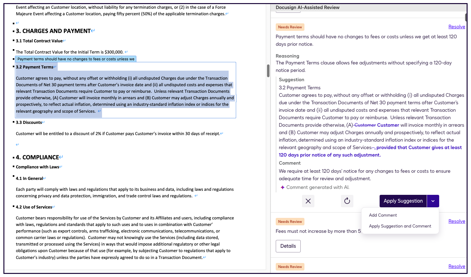 DocuSign AI Assisted Review UI 06