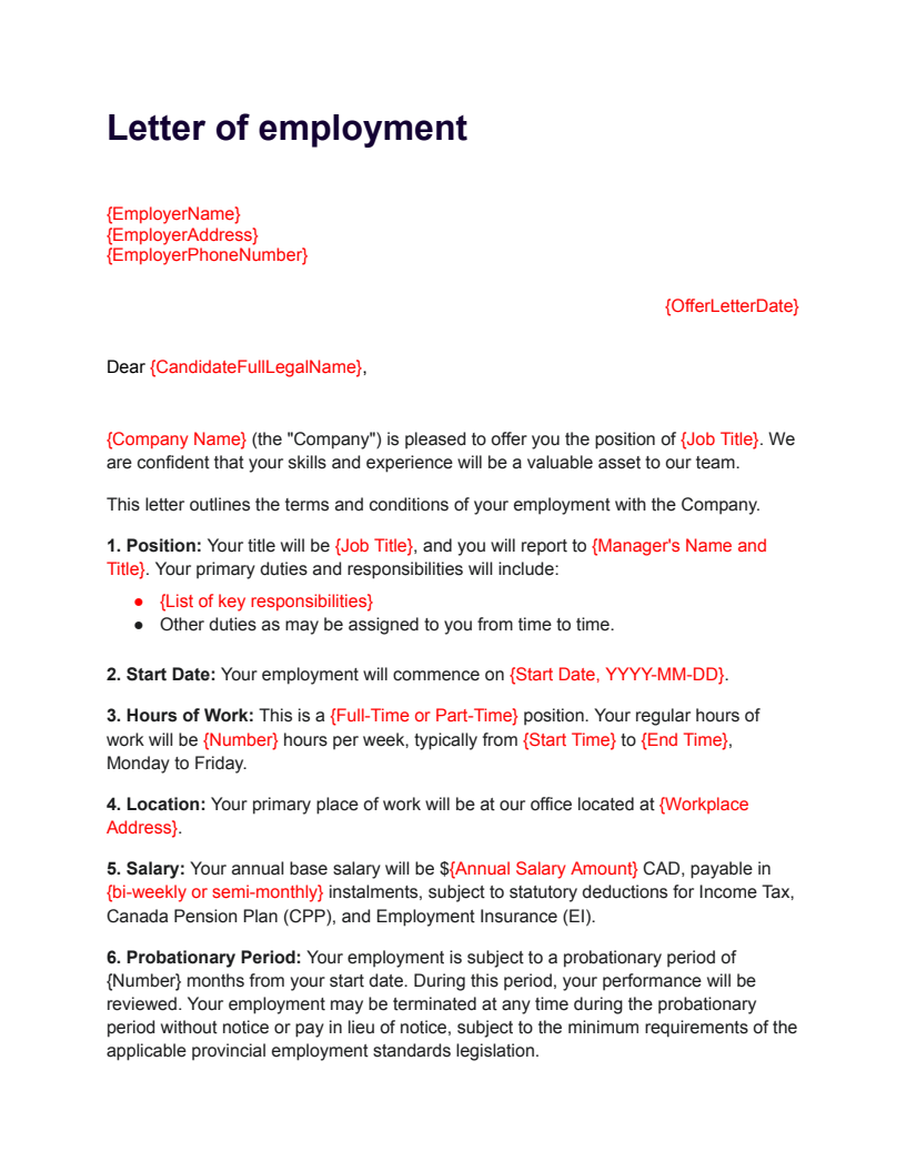 Free letter of employment template in Docusign | Docusign