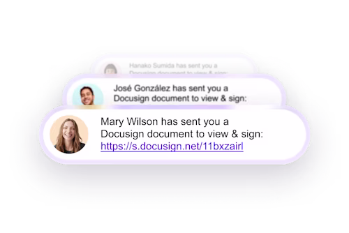 Notifications to sign documents through secure links