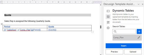 Add dynamic tables with the Docusign Template Assistant