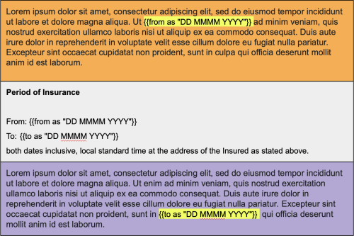 Document template with shared variables