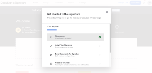 Screenshot of Getting started with the DocuSign eSignature Trial