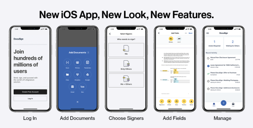 Five steps to send and manage documents in the Docusign iOS Mobile App.