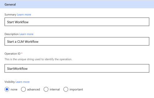 General properties for starting a CLM workflow