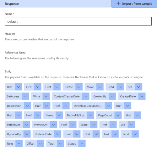 Response for search CLM documents custom connector