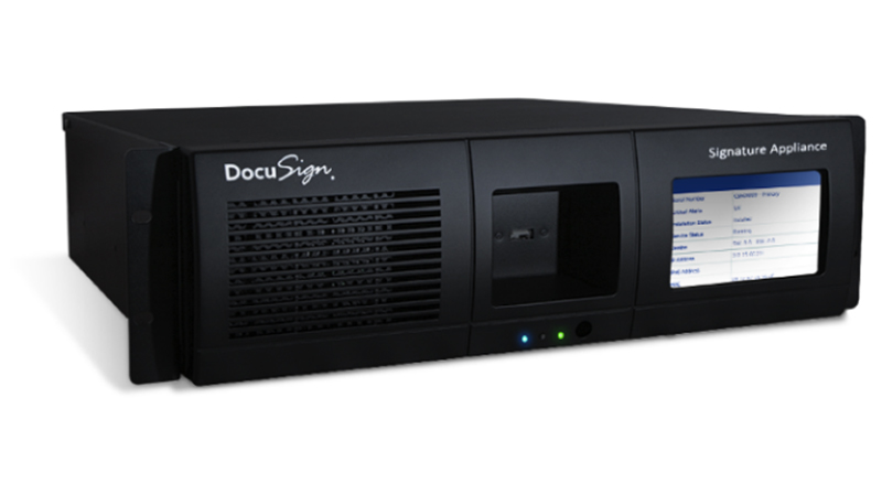 The Docusign Signature Appliance (DSA) is an on-premises electronic signing appliance enabling businesses to digitally sign PDFs and other file types.