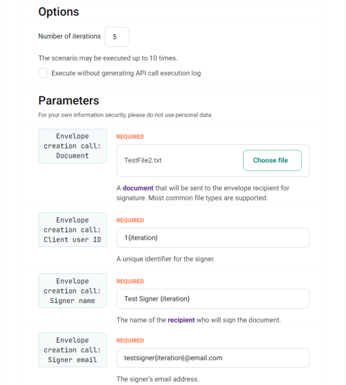 Configuring a scenario to execute multiple times with unique data