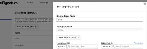 Getting a signingGroupId from the DocuSign web app