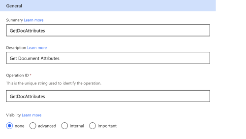 Add a new action to your existing custom connector for retrieving the document attributes