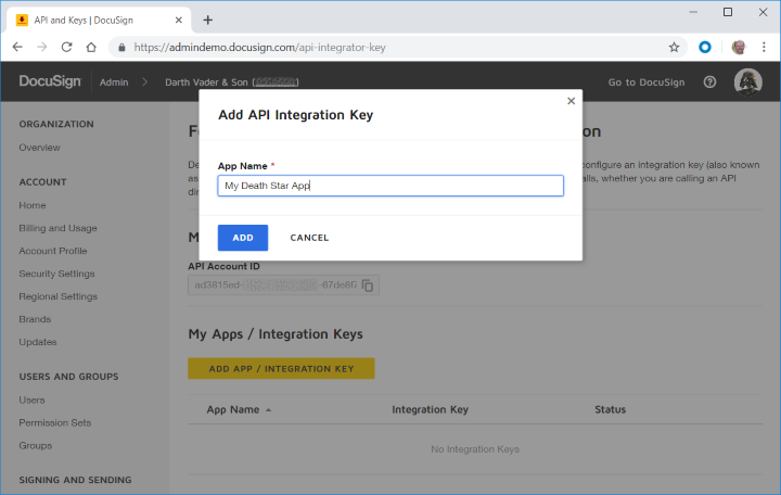 Adding an integration key