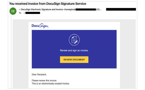 ドキュサインになりすました不正メールの例