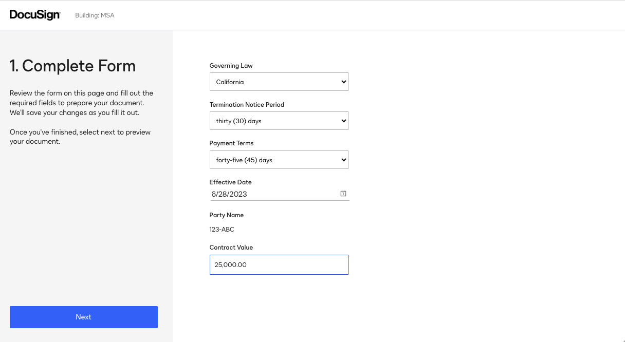 Step 3: Enter contract details