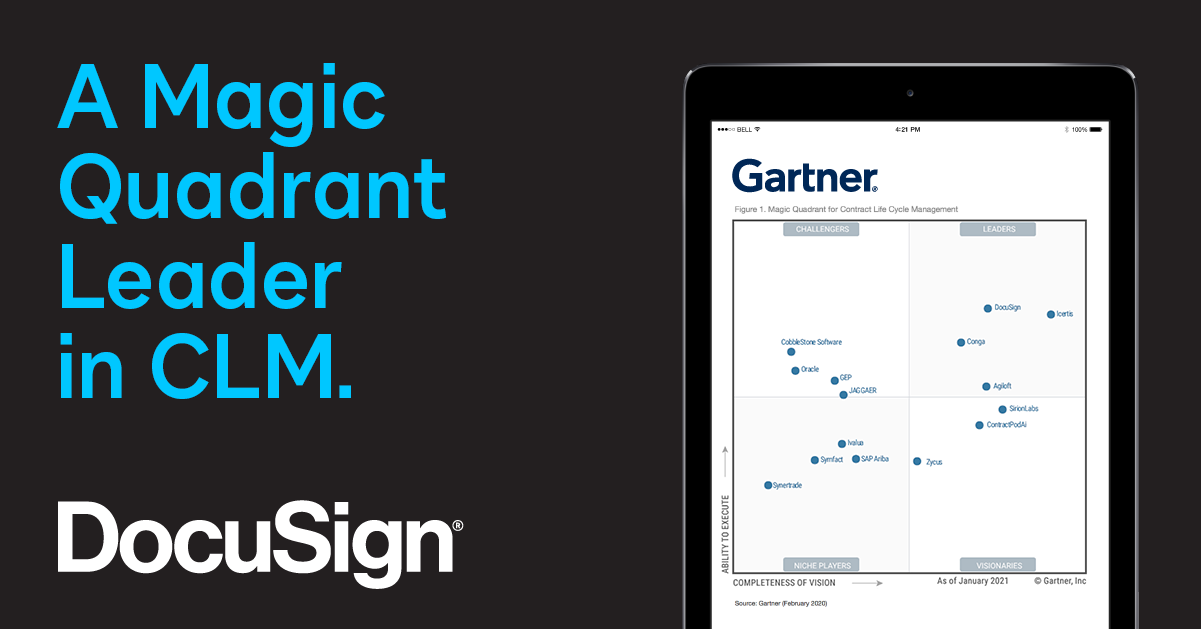 Docusign CLM Named a Leader in Gartner’s 2021 Magic Quadrant for