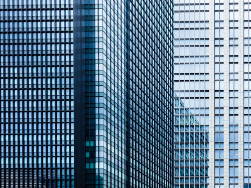 windows of office buildings