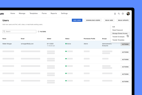 Shared Access Admin Set Up - Manage Shared Access