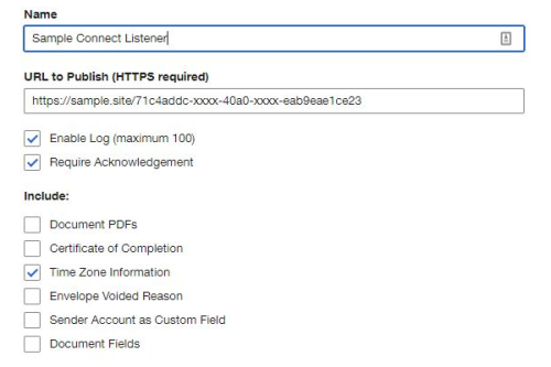 Connect configuration settings