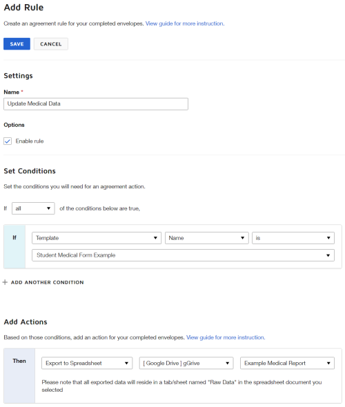 Agreement Actions: Adding a new rule