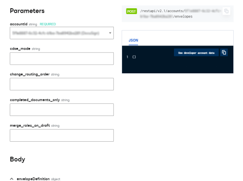 API Explorer, request body and JSON payload viewer