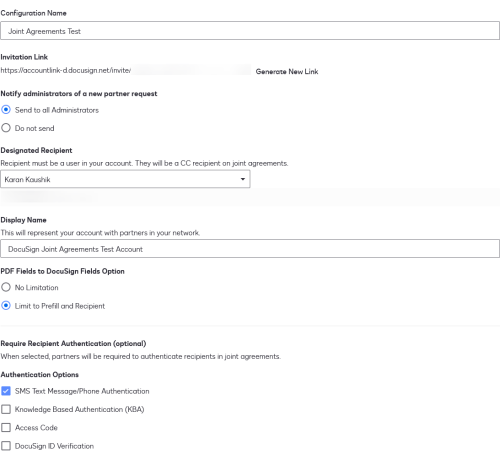 Configuring a Joint Envelopes network