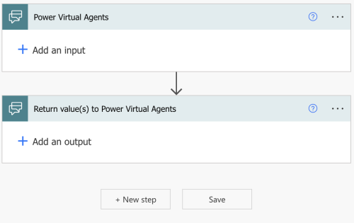 Power Automate flow: Initial state with first and last steps