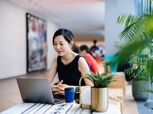 a woman working in an open space 