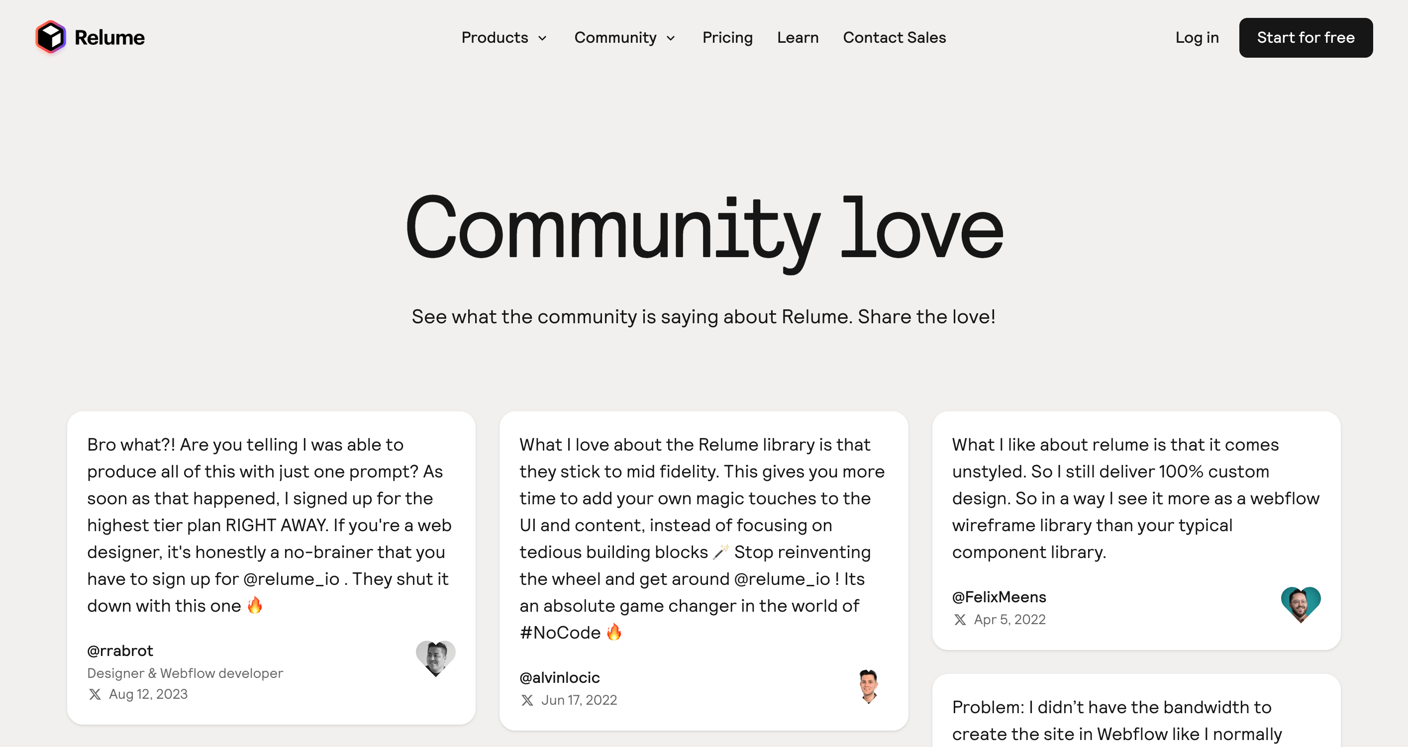 relume testimonials