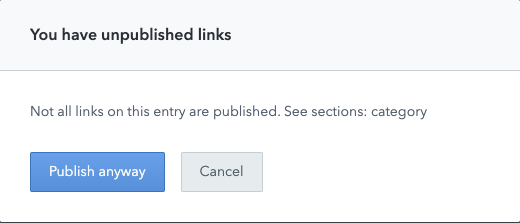 Contentful unpublished links reminder