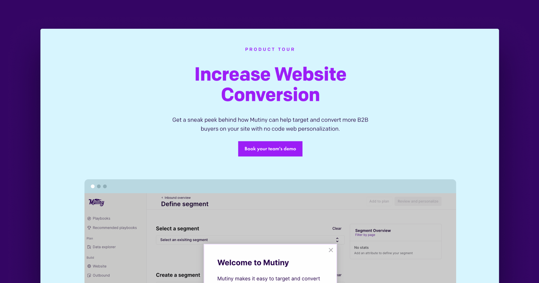 Mutiny - Product Tour Inbound Landing Page