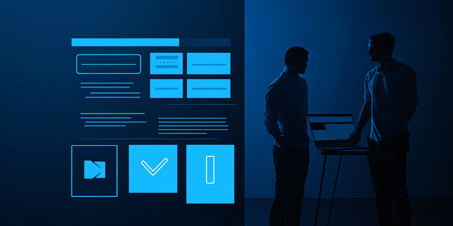 an illustration of a marketing team redesigning a navigation menu
