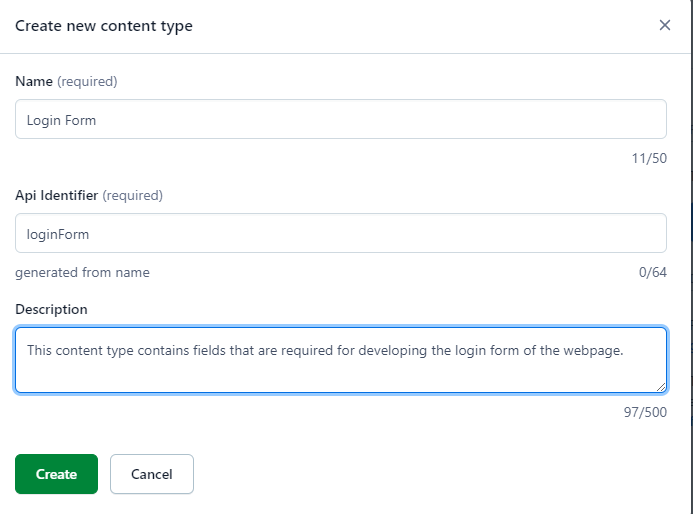 Contentful content type example