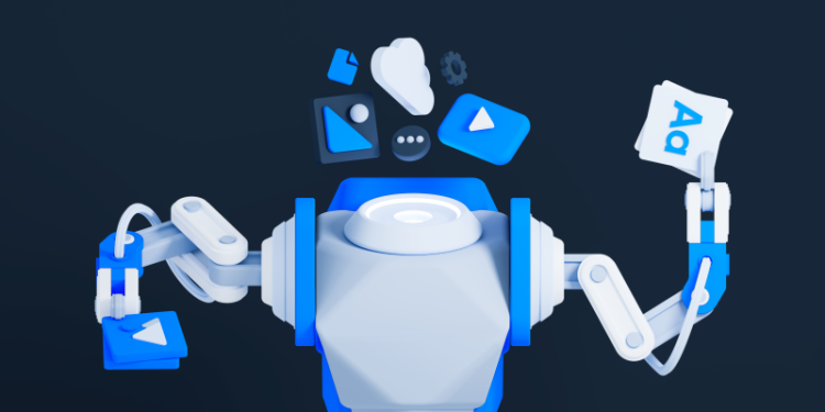 A 3D render of a robot without a head representing the functionalities of a Headless Content Management System.