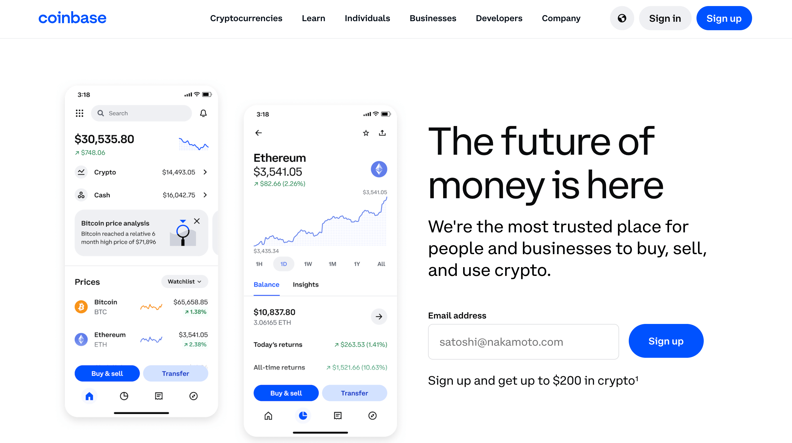 coinbase homepage