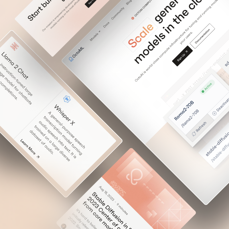 A collage of components from the OctoML redesigned website.