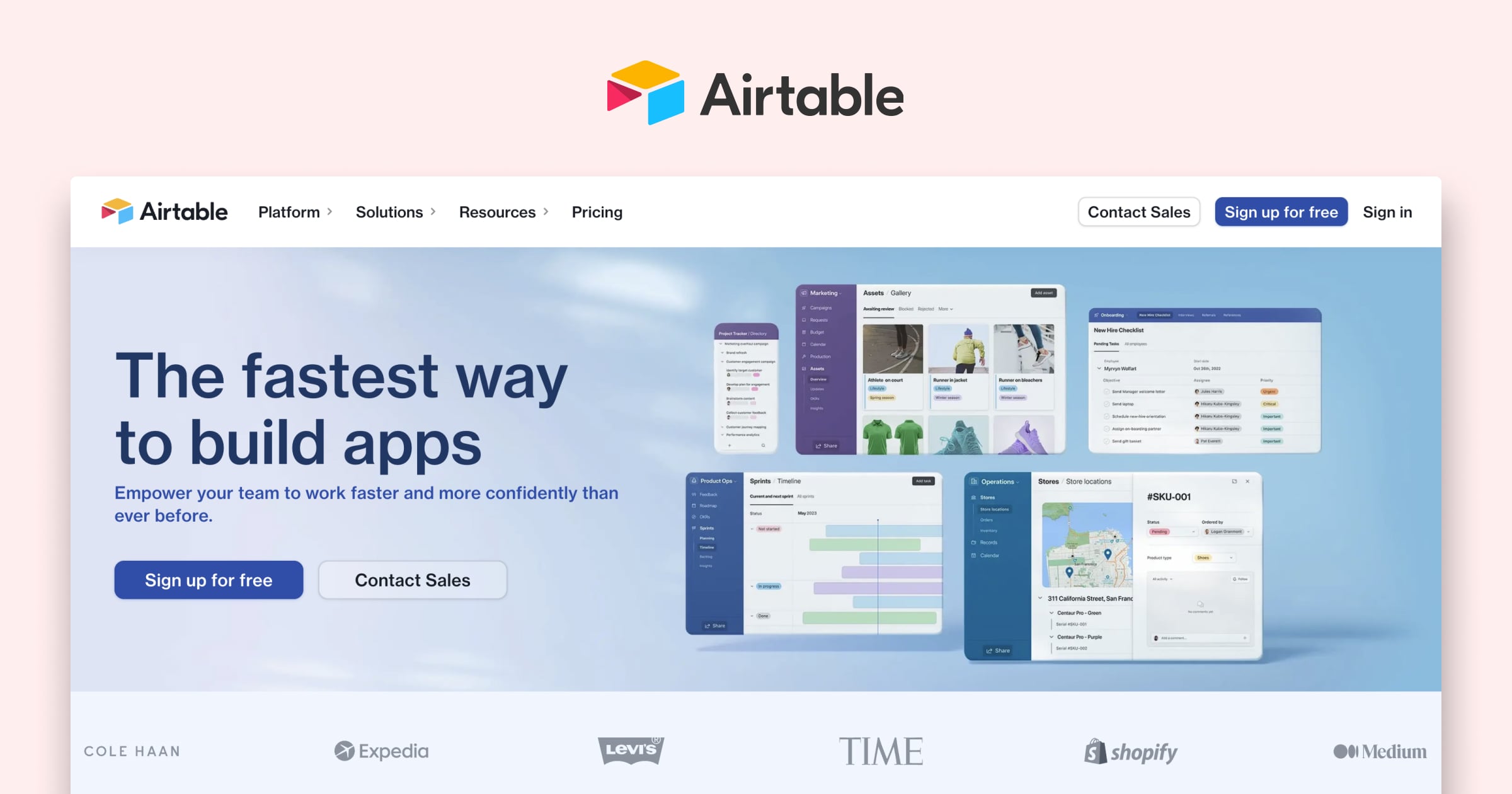 Airtable homepage