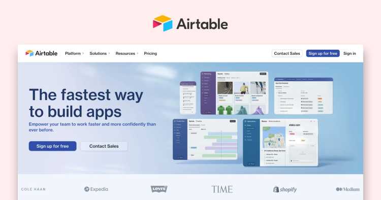 Airtable homepage