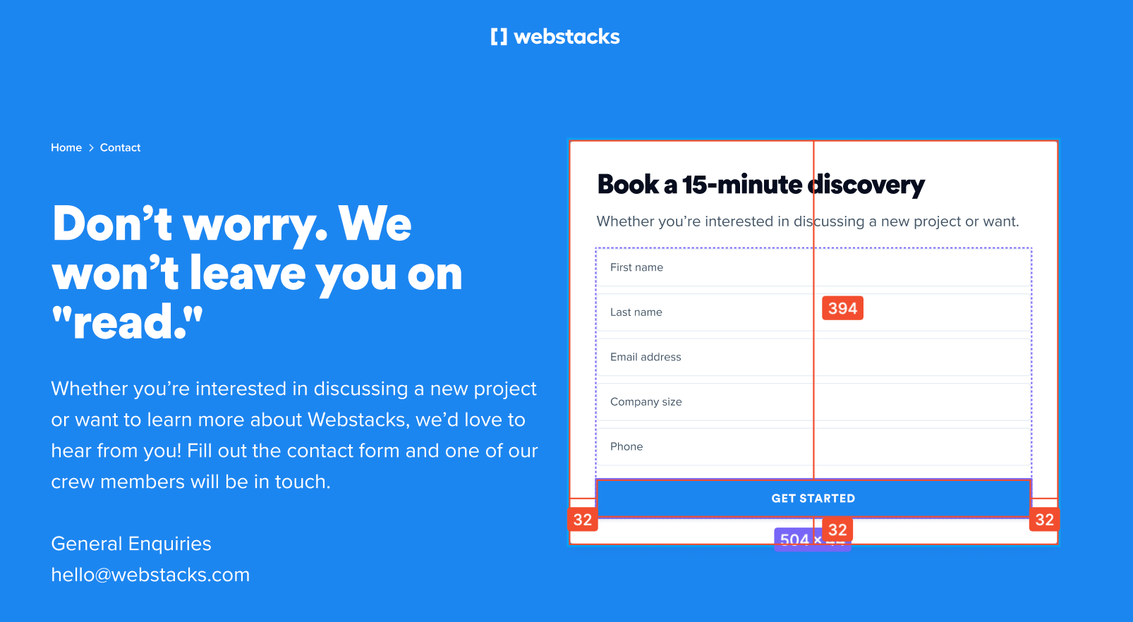 Webstacks Demo Form Website UI Mockup in Figma