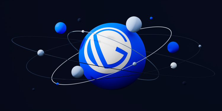 A custom 3D render of planets and the Gatsby logo.