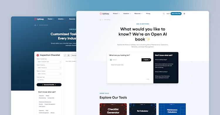 UpKeep - AI Website tool page UpKeep - AI Website tool page